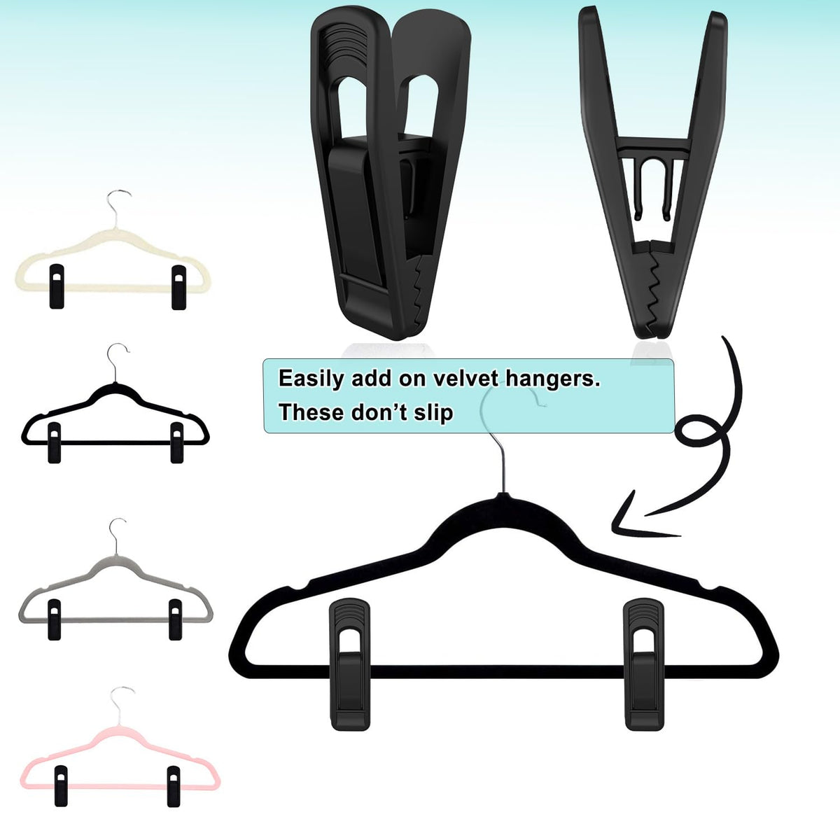 Hanger Clips Perfect for Velvet Hangers (80 Count)