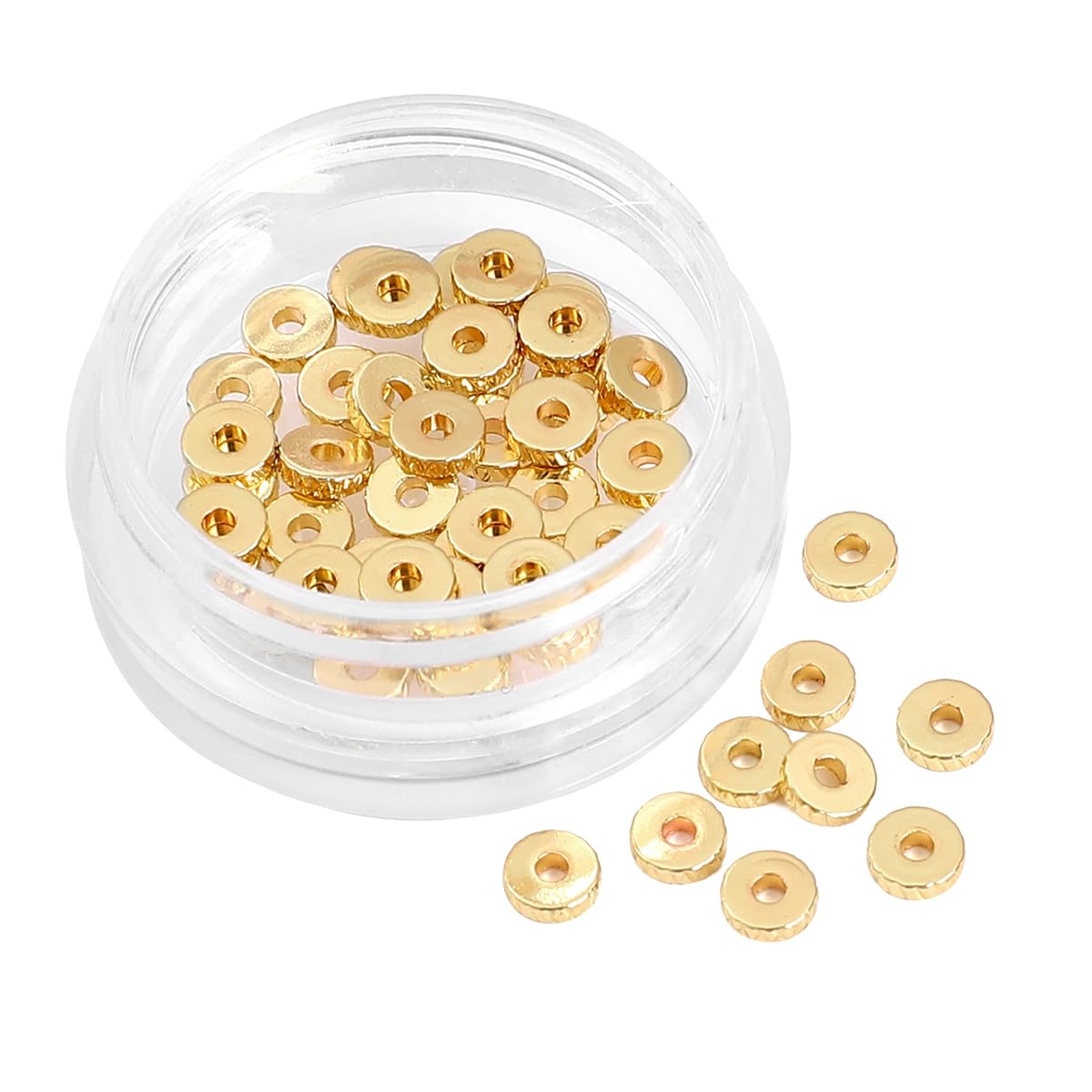 BEADIA 14K Gold Plated Disk Spacer Beads 4x1.2mm 50pcs for Jewelry Making Findings Non Tarnish