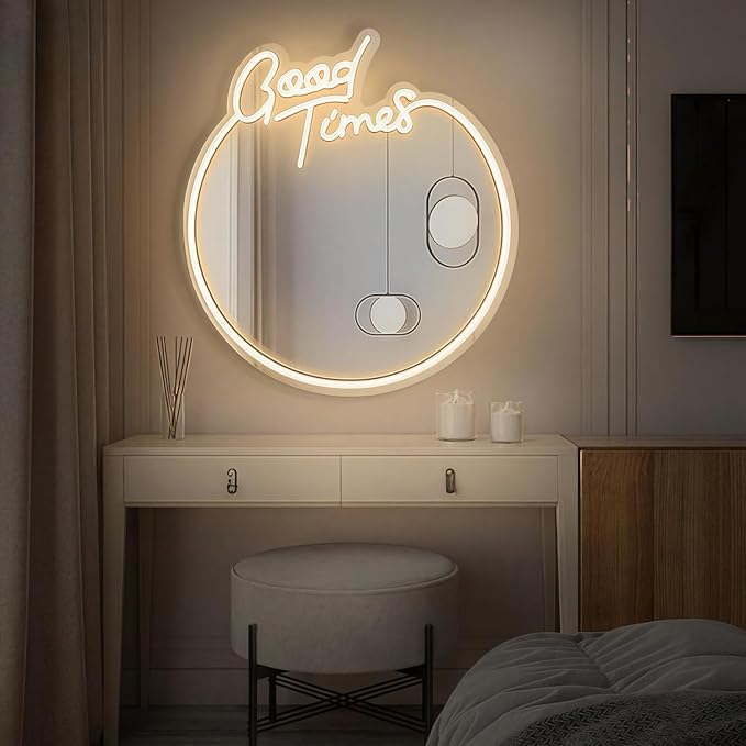 LED Mirror Neon Lights Light Up Dressing Mirror Cat/Shine Heart/Bat/Butterfly Shape Neon Mirror Sign for Modern Home Girl Room Bathroom Salon Wall Art Decor Gift For Girlfriend USB Powered
