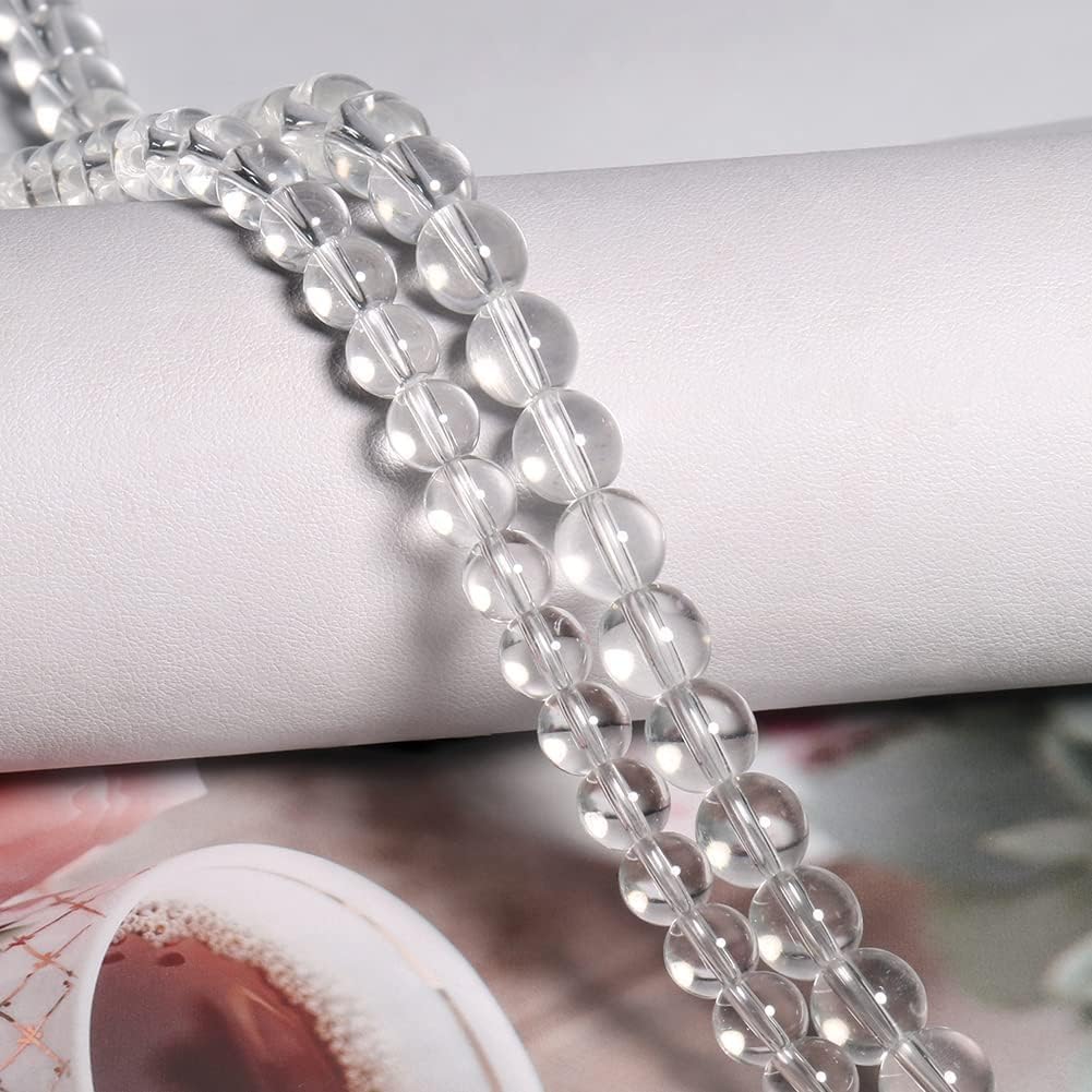 Yochus 45pcs Clear Quartz Stone Beads，8mm Healing Power Natural Stone Round Loose Beads for Jewelry Making Earring Necklace DIY Crafts