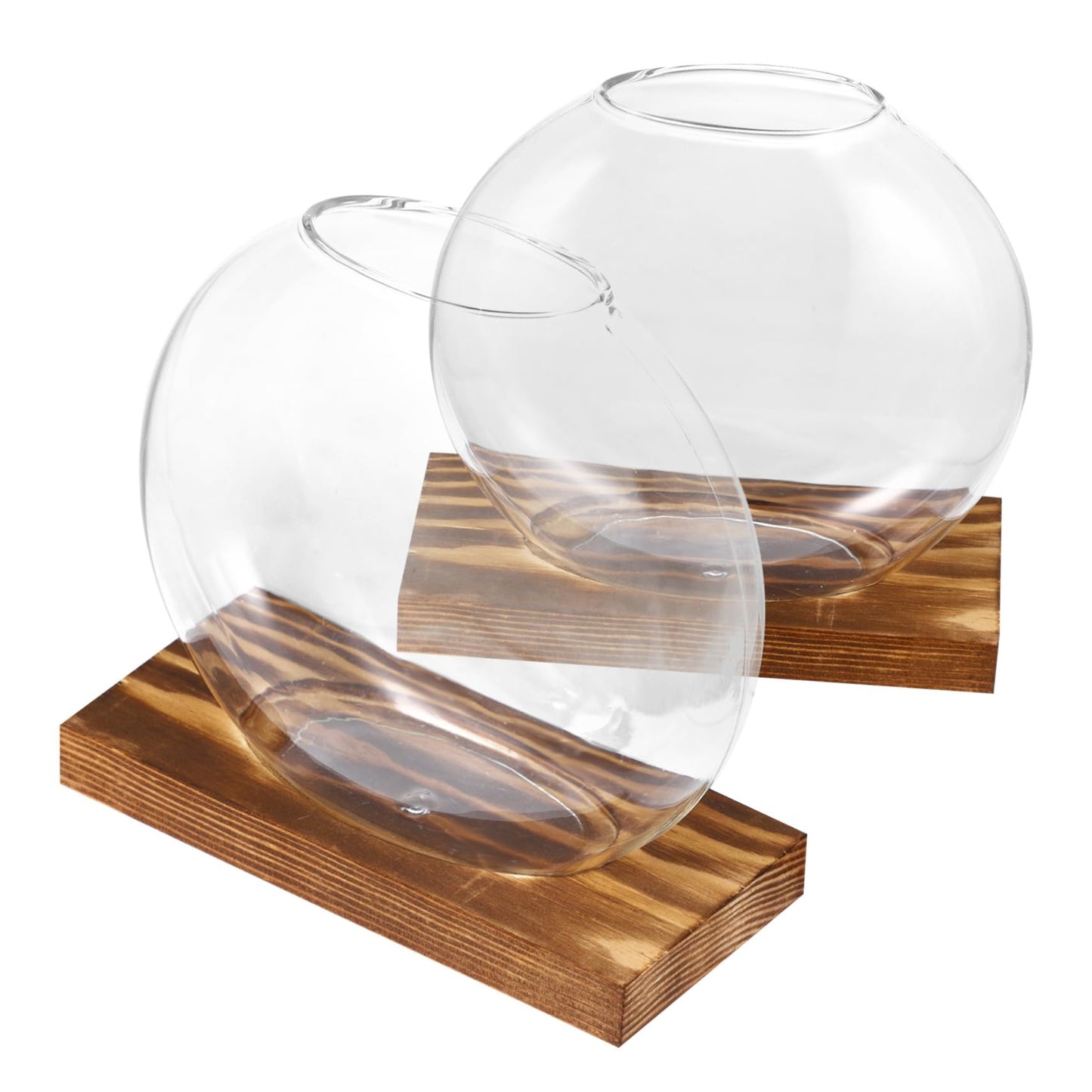 Mipcase 2sets Wooden Vase Glass Terrarium Indoor Plant Wall Garden Propagation Terrariums