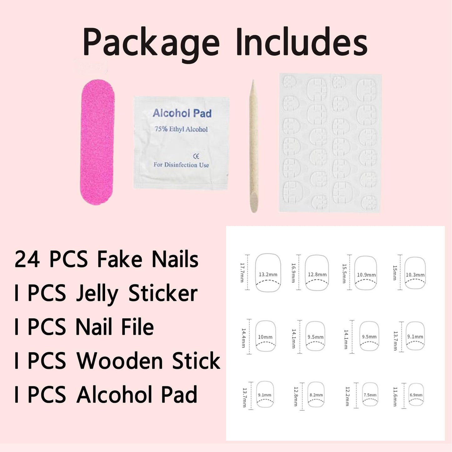 Press on Nails Short Square Fake Nails White Nails Press ons with Lines Designs Fall Acrylic Nails for Women 24Pcs