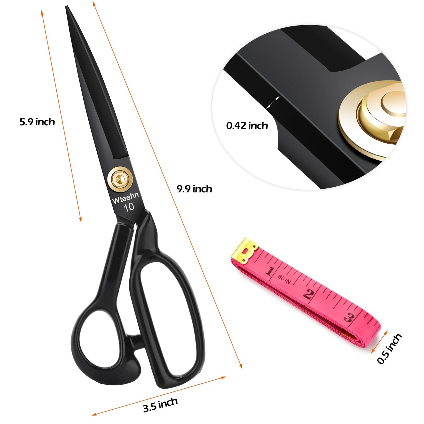 Fabric Scissors Professional, 10" Heavy Duty Sewing Scissor for Fabric Cutting, Tailor Sharp Sewing Shears for Cutting Leather craft Home Office Students Artists Dressmakers