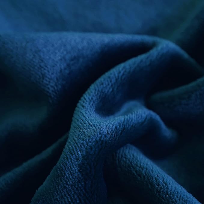 SOCHOW Flannel Fleece Blanket Throw Size, All Season Lightweight Super Soft Cozy Blanket for Bed or Couch, Navy Blue, 50x60 inches
