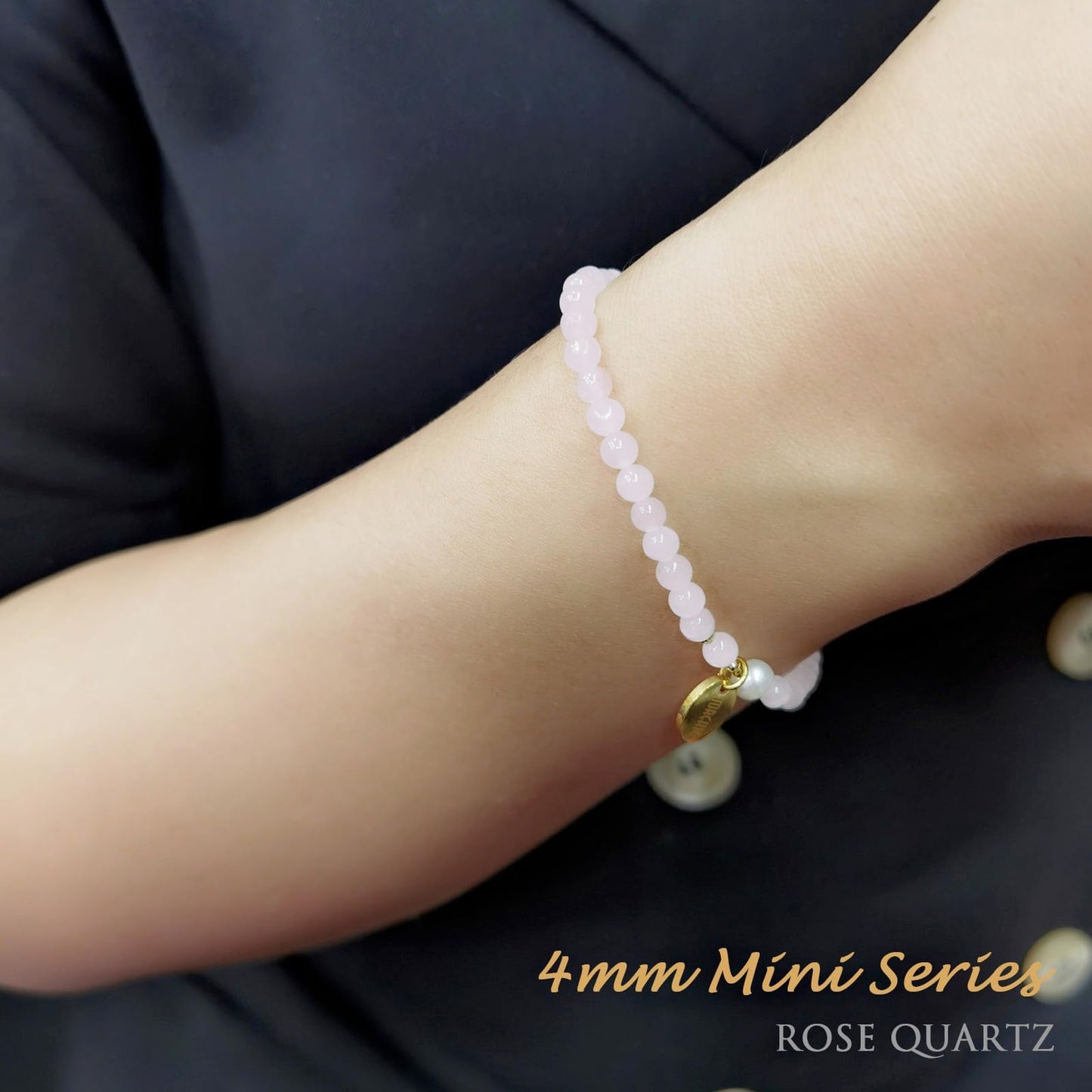 Morchic 4mm Natural Rose Quartz Gemstone Beads Stretch Bracelet for Women, With Freshwater Pearls, Energy Gem Birthday Gift for Her 7.2”