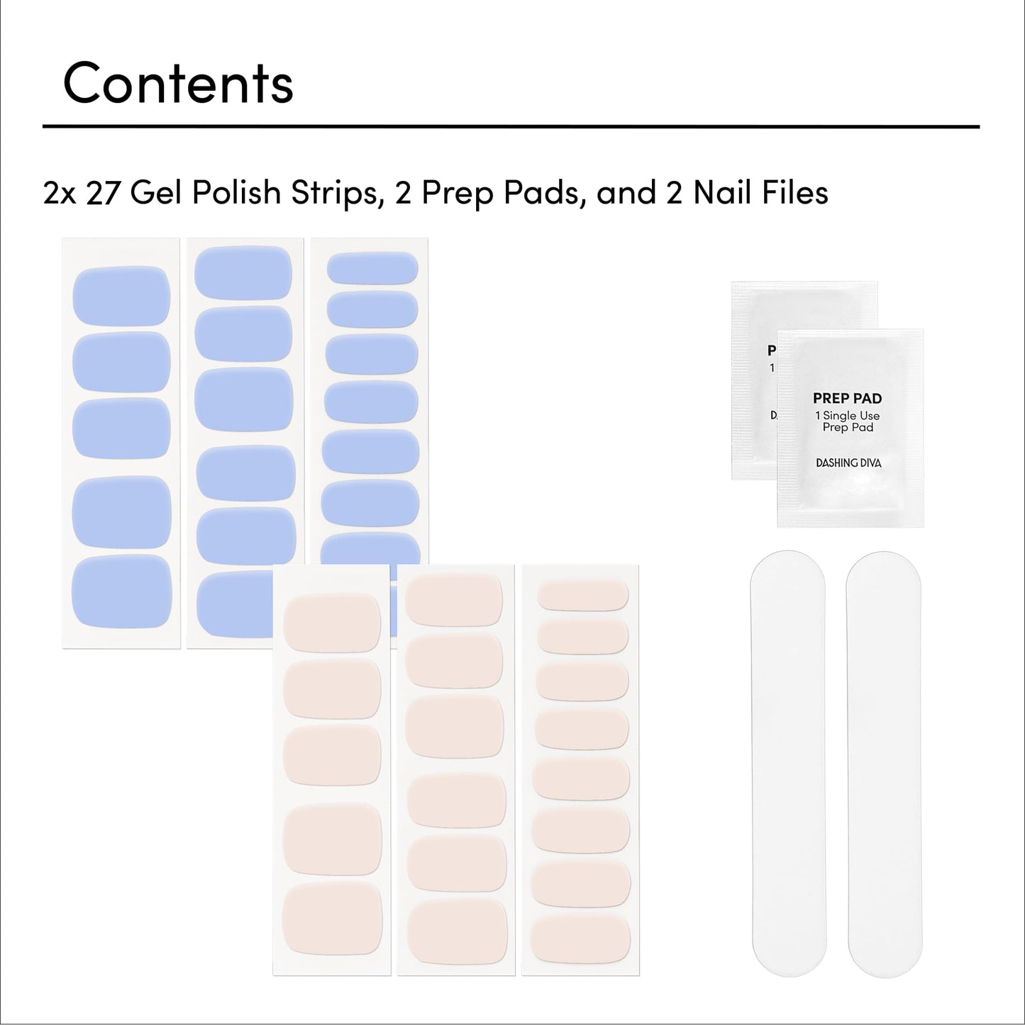 Dashing Diva Gloss Nail Strips Bundle - The Blue Sky Collection - Birdie & Parfait - UV Free, Chip Resistant, Long Lasting Gel Stickers - Contains 2 Sets