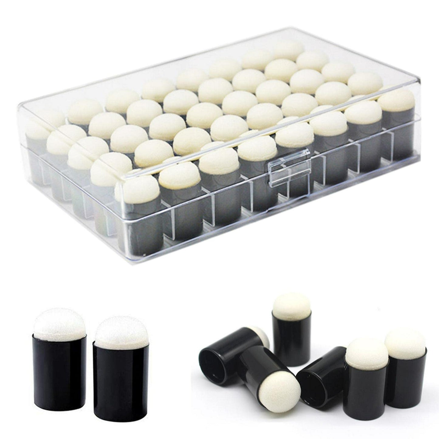 40pcs Finger Sponge Daubers with Storage Box for Painting Chalk Ink Card Making Drawing DIY Craft Handmade Finger Painting Sponge Set Craft Drawing Sponges Dauber Set Paintings Projects-Daubers
