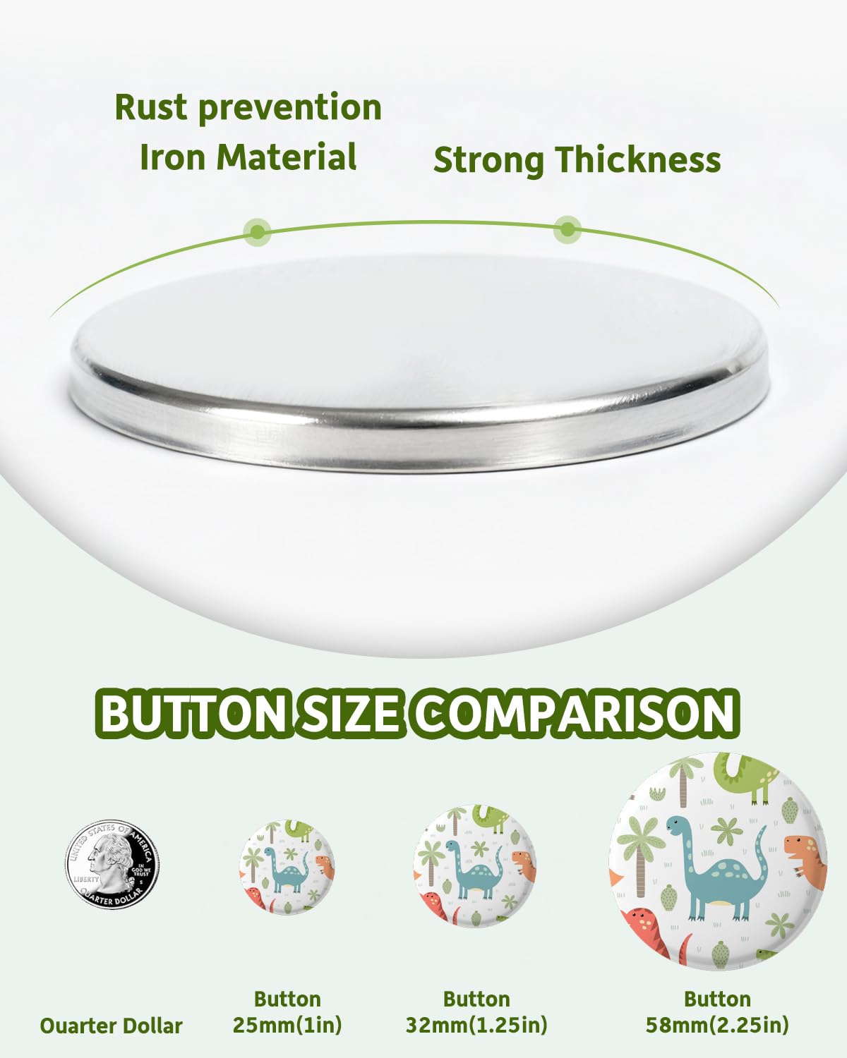 UCEC 100 Sets Button Maker Supplies, 1 inch Metal Buttons & 1.25 inch Circle Punch with Metal Backs, Pin Maker Supplies, Button Making Parts, Badge Makers Kit (Pin Maker Machine Not Included)