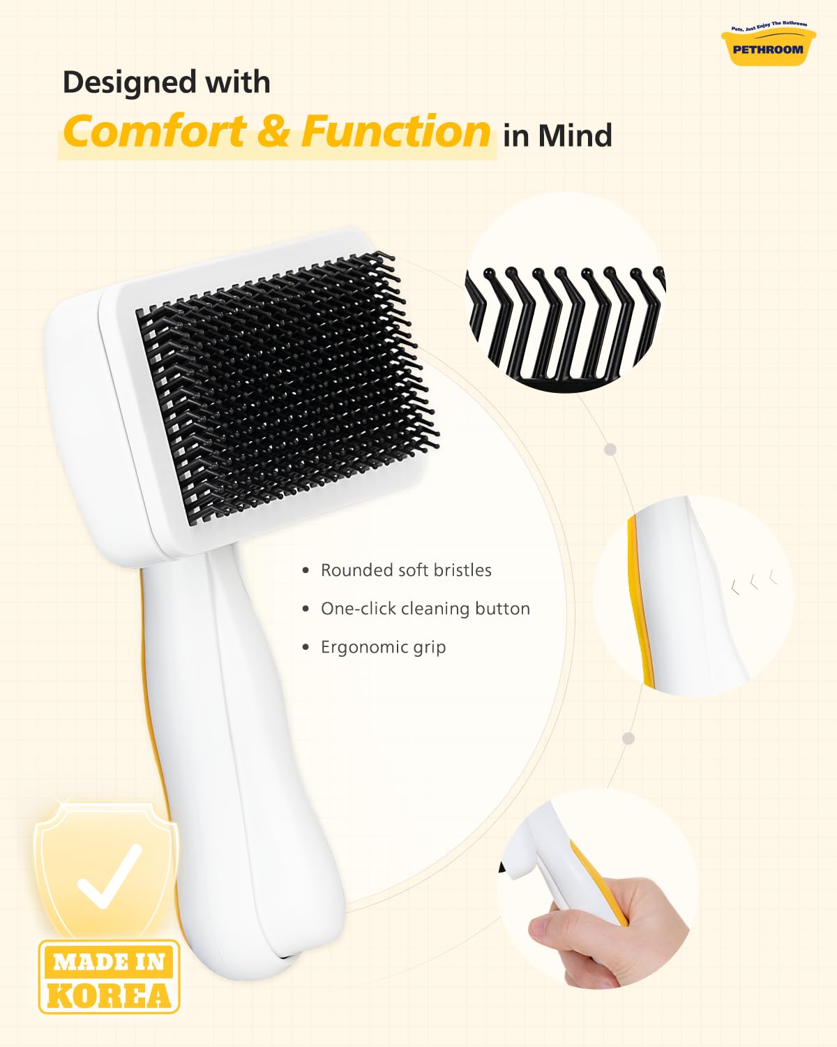 [PETHROOM] Healing Slicker Brush & Easy Facial Comb & Healing Brush Bundle | Pet Eye Booger Remover Rounded Comb & Coated Tips for Deshedding & Soothing Silicone Grooming Tool