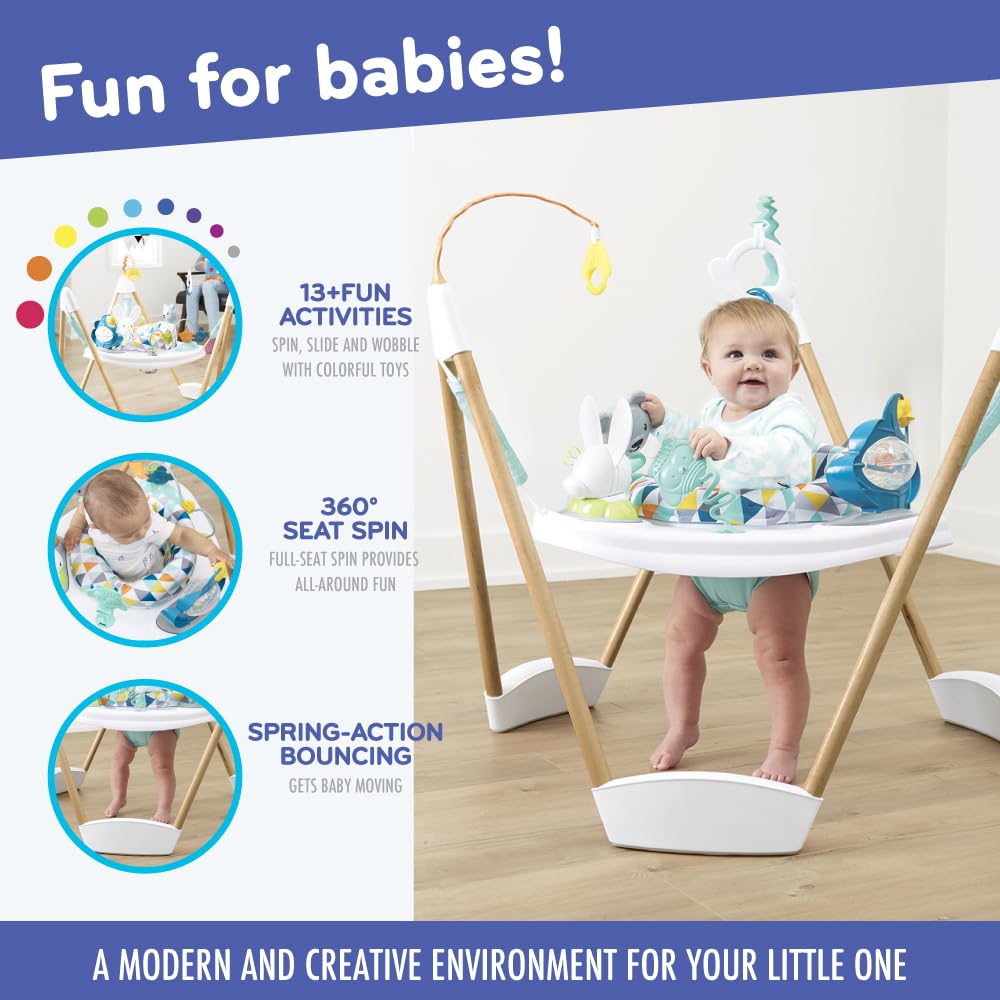 Evenflo Exersaucer Wood Frame Jumper, Woodland Wonder