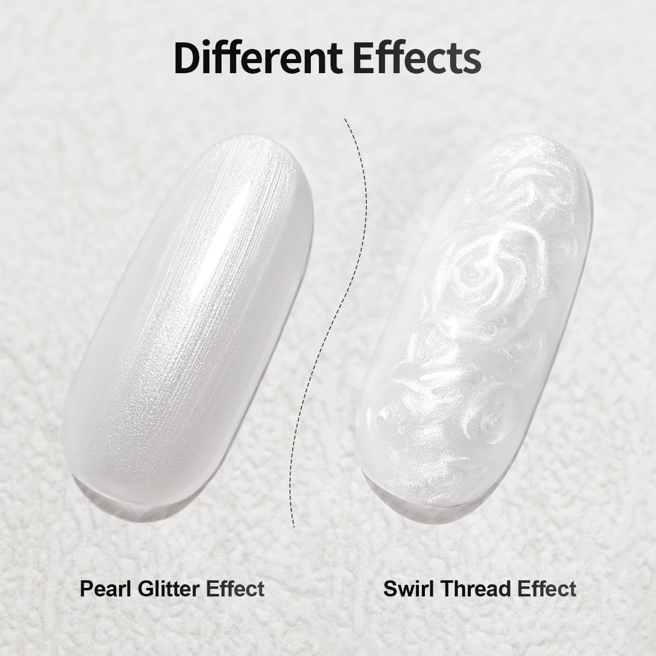 RARJSM Pearl White Gel Liner Nail Art Pearlescent Silver Shell Glitter Swirl Effect Gel Polish 8ml Build in Thin Brush Painted Drawing Striper Soak off Curing Requires for Home Salon