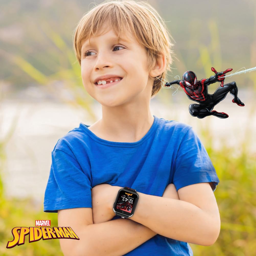 Marvel Spider-Man Kids Smart Watch – Touchscreen Interactive Watch with 10 Customizable Clock Faces, Built-in Camera, Video Recorder, Alarm, Calculator, Games & Pedometer – Fits Wrists 5.5" to 8"