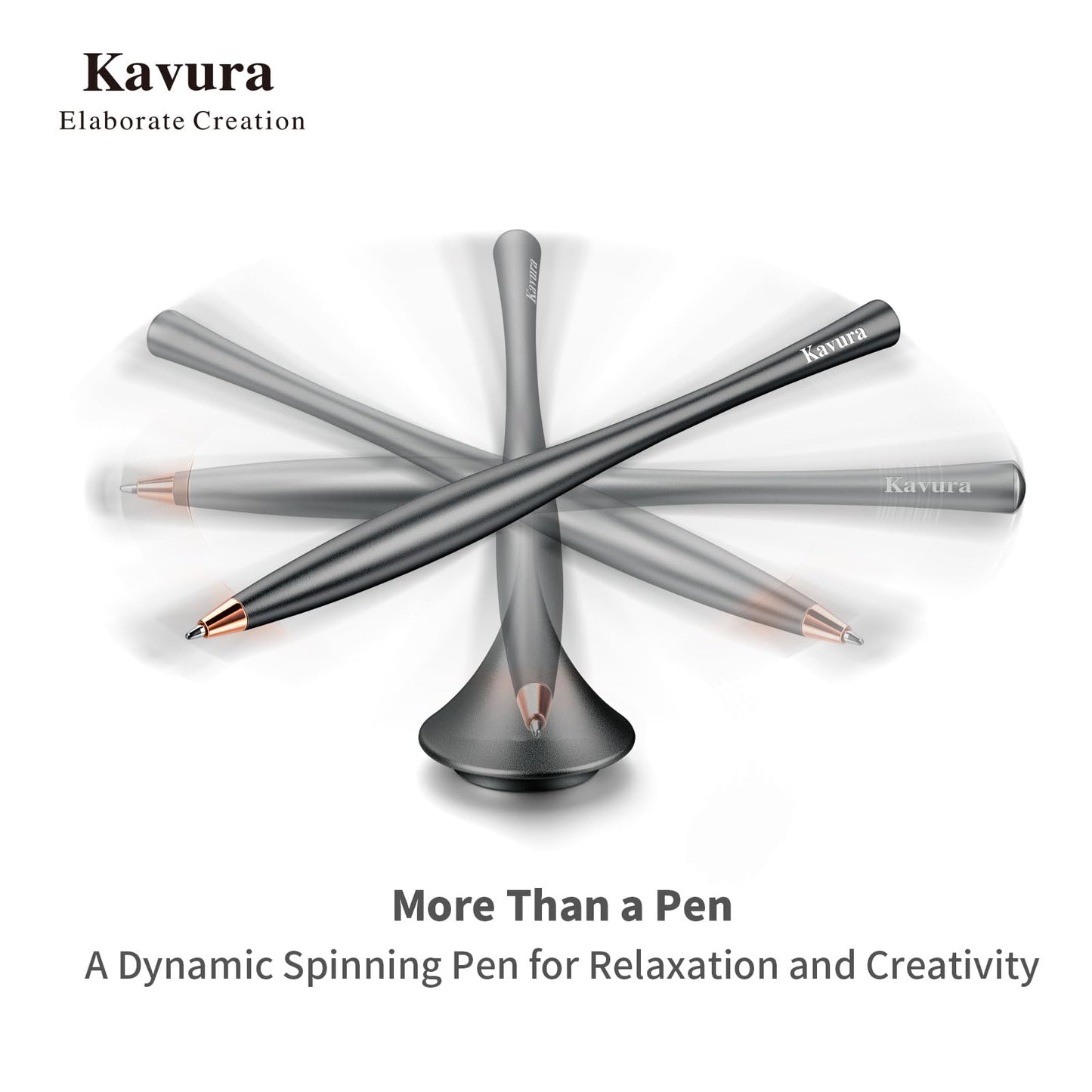 Kavura Metal Gravity Spinner Pen – Crafted with Japanese Precision, Anodized for a Sleek Metallic Finish – Relieves Stress & Sparks Creativity – Elegant Gift for Professionals and Graduates (Black)