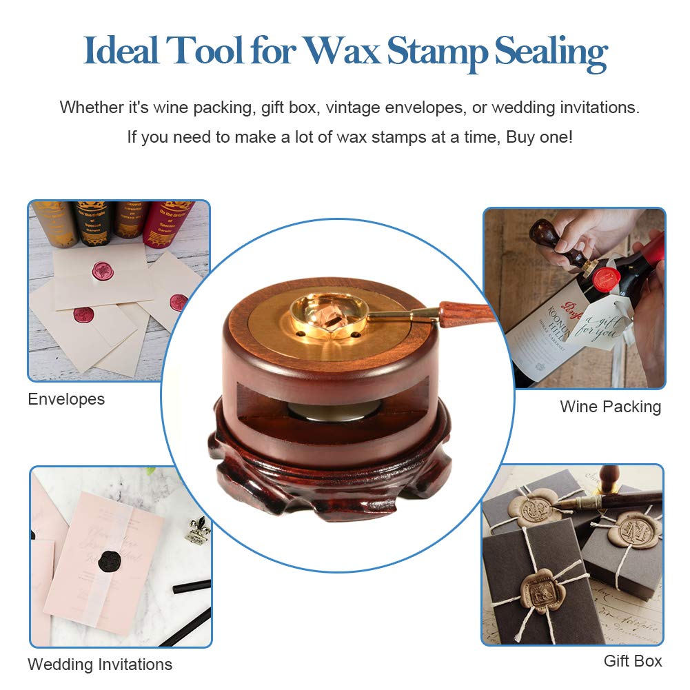 Triwol Wax Seal Maker Kit - Wax Seal Warmer & Melting Furnace, Wedding Spoon Holder & Envelope Sealer