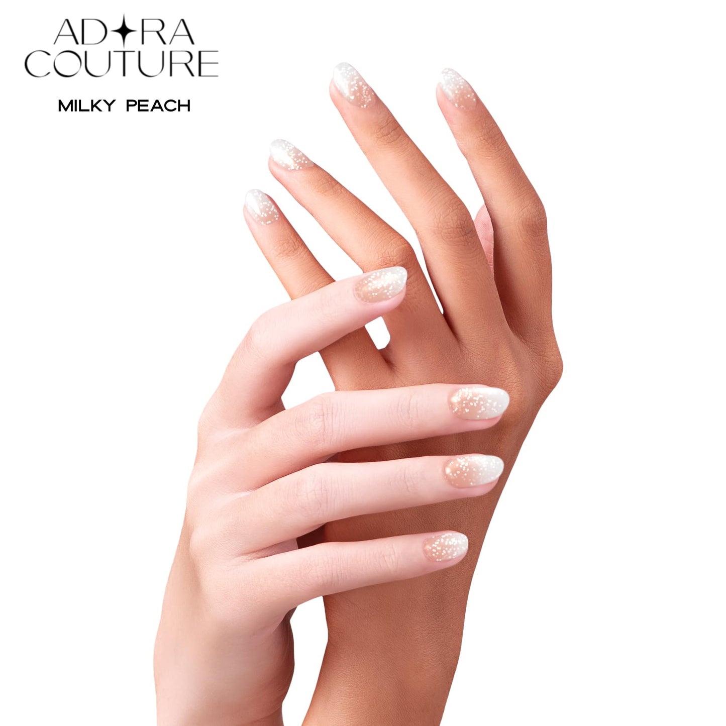 Adora Couture Semi Cured Gel Nail Strips with 30 Pieces - Salon Quality Manicure Kit for Women Easy Application Wraps Includes Prep Pads Nail File Wooden Stick, UV Light Required (Milky Peach)