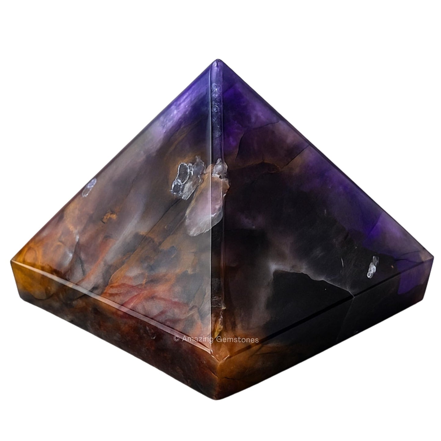 Amazing Gemstone Amethyst Chevron Pyramid Crystal Healing Stones - 2" Great Pyramid Figurine of Natural Stone Pyramid for Meditation, Reiki, Chakra Balancing and Crystal Pyramids Grid