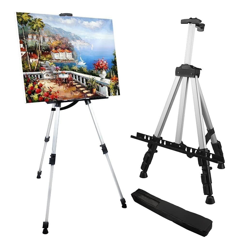 Art Easel Stand for Painting and Sign - RRFTOK 17 to 66 Inch Adjustable Aluminum Tripod Easels for Display, Portable Canvas and Poster Stand with Carry Bag for Beginners, Students and Classroom Use