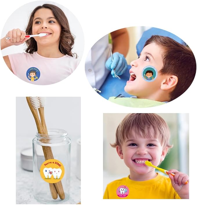 Airgoesin 1000pcs 1.5 inch Tooth Stickers Reward Cute Stickers Dental Reward Gift, Prizes and Giveaways for Teacher Reward School Supplies Incentives Cartoon Party Favor Sticker (16 Styles)