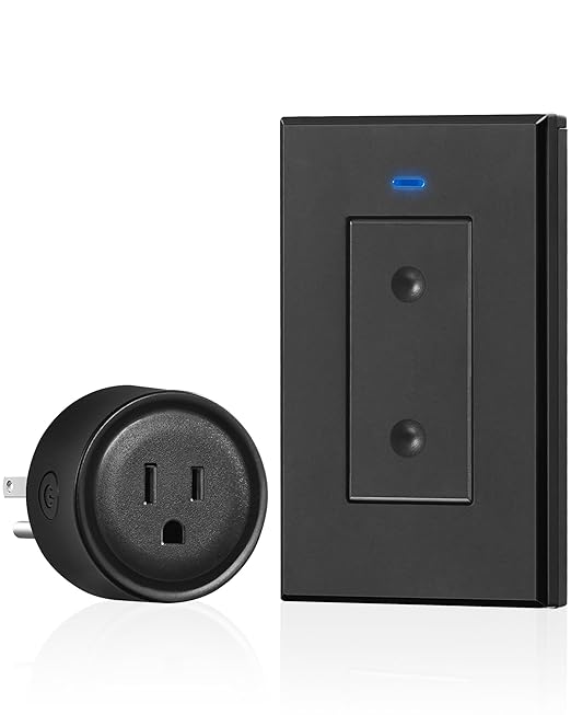 Black Remote Control Outlet Plug, WILAWELS Wireless Light Switch, On Off Remote Switch Outlet for Lights, Lamps, Home Appliance, 100ft RF Range, No Wiring, FCC Listed H05RC1106