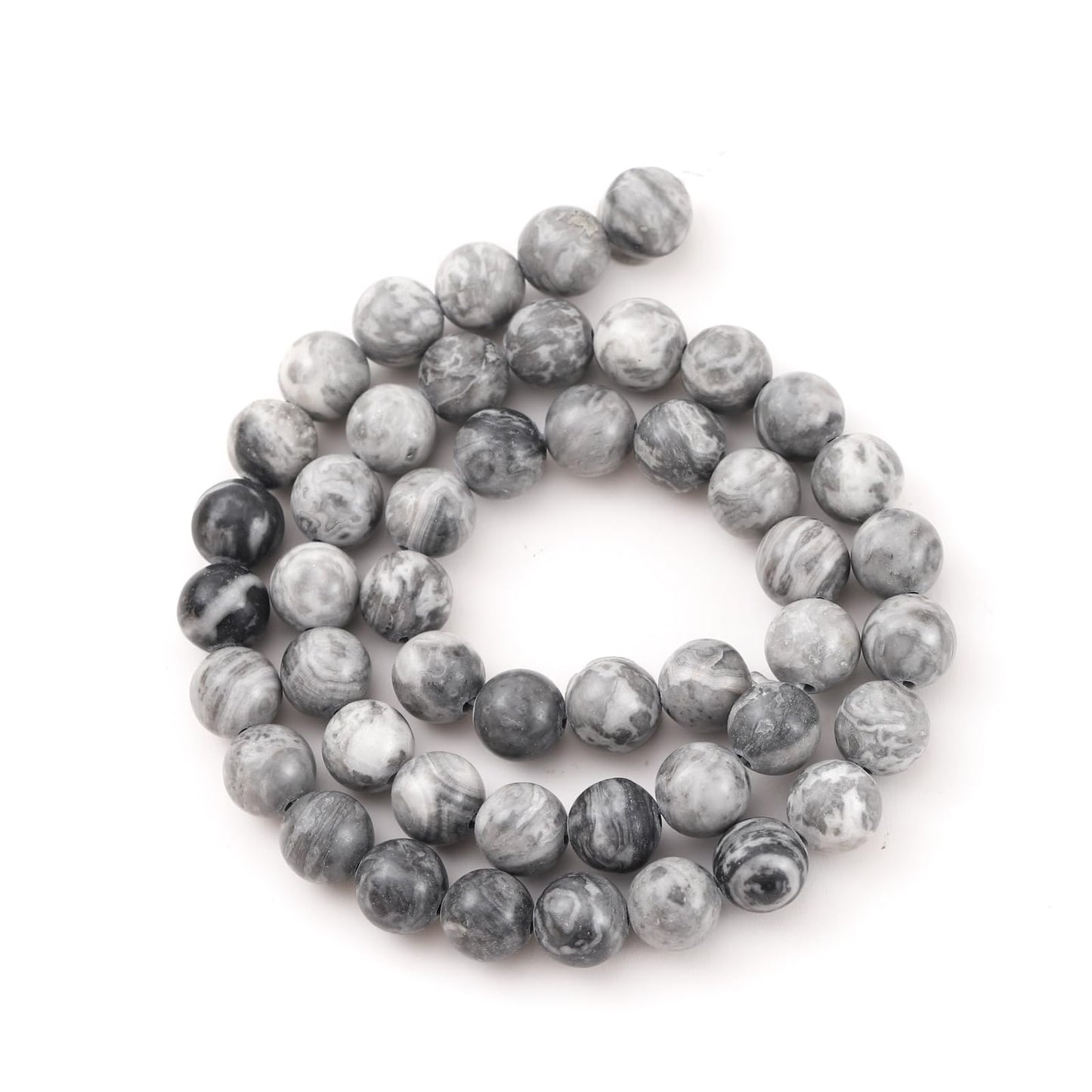 10mm 38pcs DIY Natural Map Stone Beads Round Healing Crystal Gemstone Loose Beads for Jewelry Making Handmade Bracelet Necklace