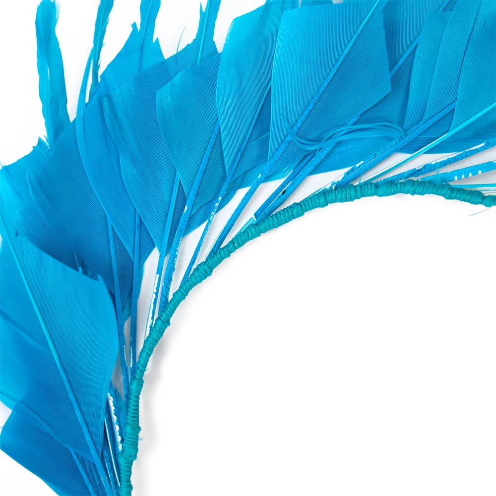 WENCELYL Trimmed Goose Feather Wire Flower Single Pack Feather Flower Arrow Shaped Tips Natural Goose Swan Feathers for Wedding Decor Millinery Fascinator (Turquoise)