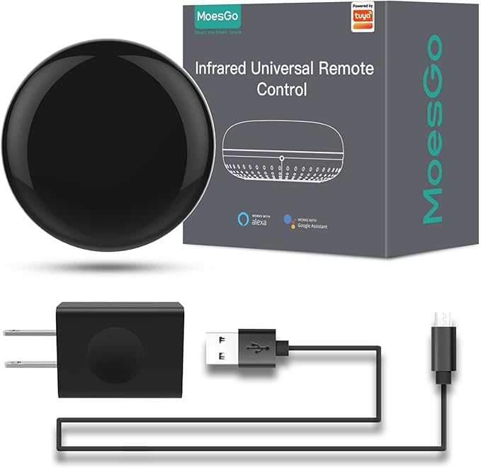 MoesGo WiFi IR Control Hub for Smart Appliances via Voice and Smart Life/Tuya App, Compatible with Amazon Echo and Google Home