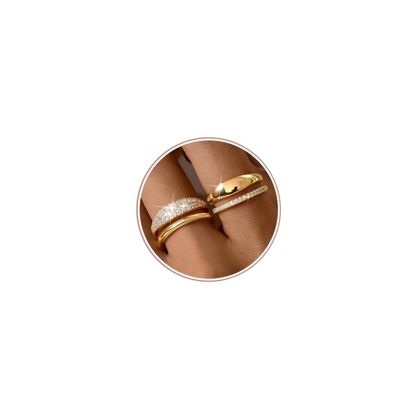 LOLIAS 14K Gold Plated Stackable Rings for Women Non Tarnish - Dainty Cubic Zirconia Wedding Bands Ring Set Minimalist Trendy Statement Engagement Promise Thumb Rings Stacking Size 5-10 Unique Size 10