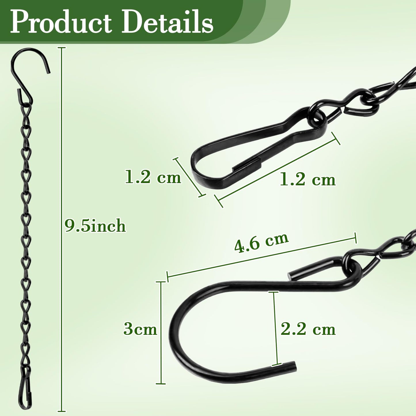 RAINFLOW 15PCS Bird Feeder Hanging Chain with Hooks – Heavy Duty Black Chain for Hanging Plants, Birdbaths, Lanterns AMD Baskets, Metal Outdoor Hanging Chains for Indoor Outdoor Decor