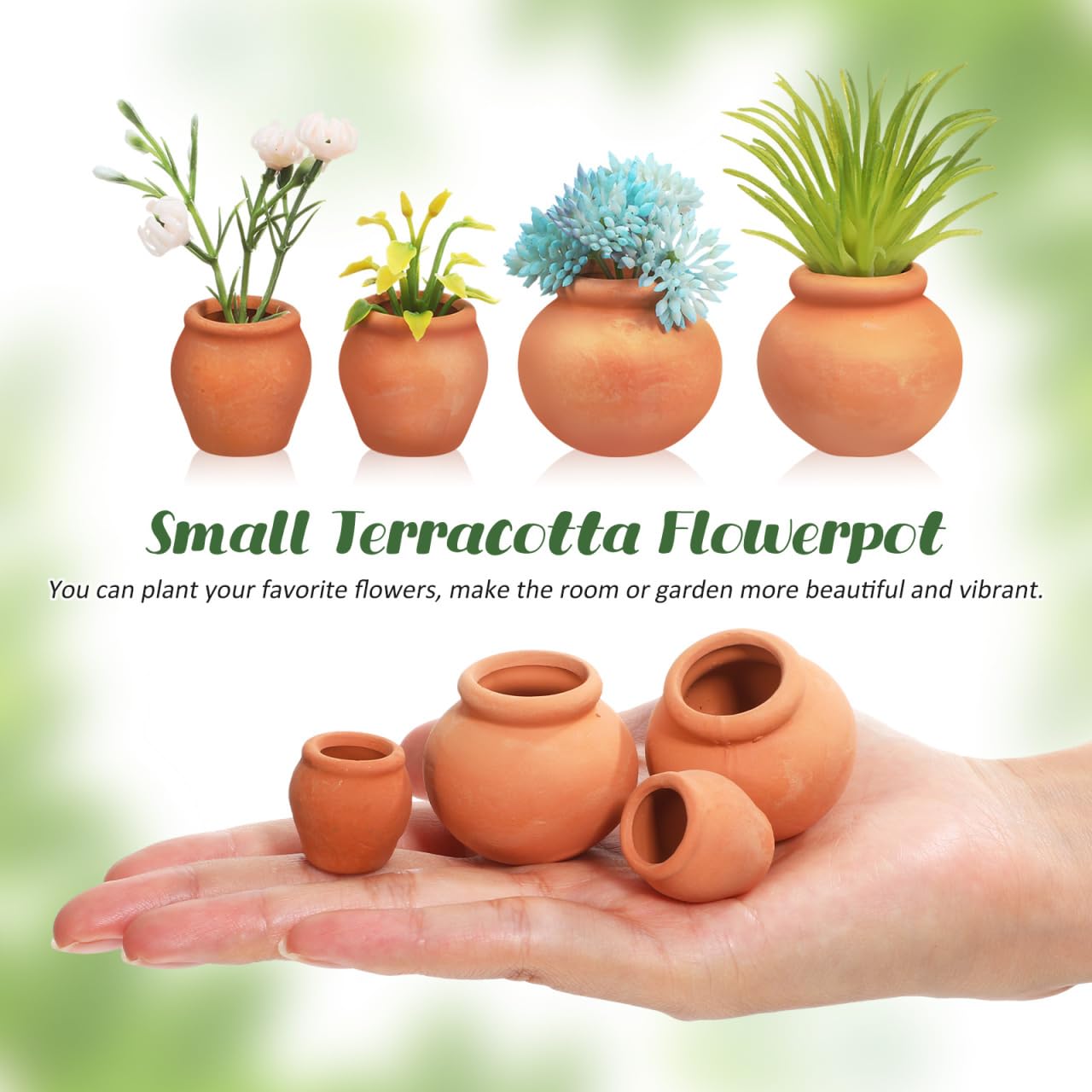 Mipcase 4pcs Mini Terracotta Succulent Pots Cute Nursery Containers for Indoor Plants Small Flower Breeding Pots Drainage Decorative Garden Planters for Home Office