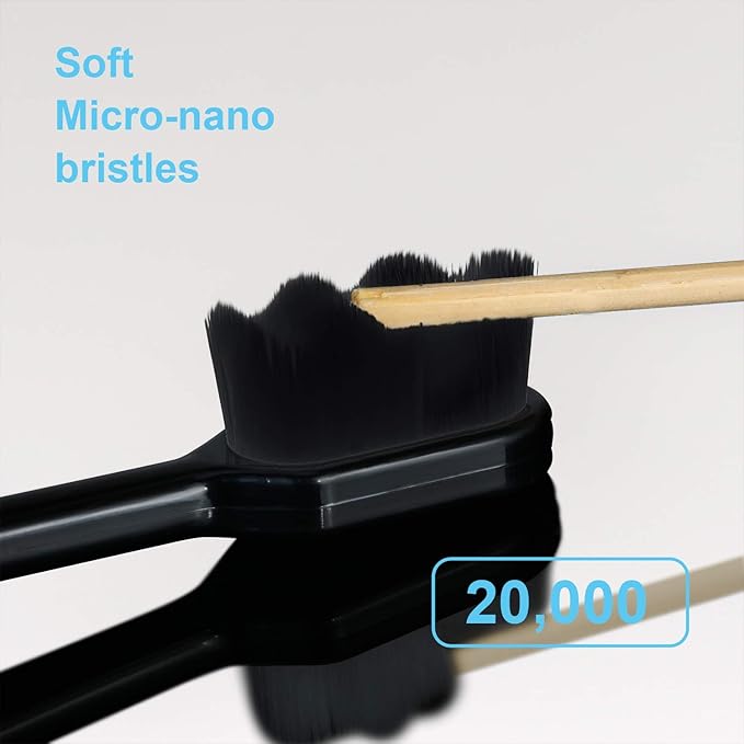 Patelai 8 Pcs Extra Soft Toothbrush Micro Nano with 20, 000 Ultra Soft Bamboo Charcoal Bristles for Adult, Sensitive Gum, Brace and Gum Recession(Black, White, Pink, Green Handle with Black Bristle)