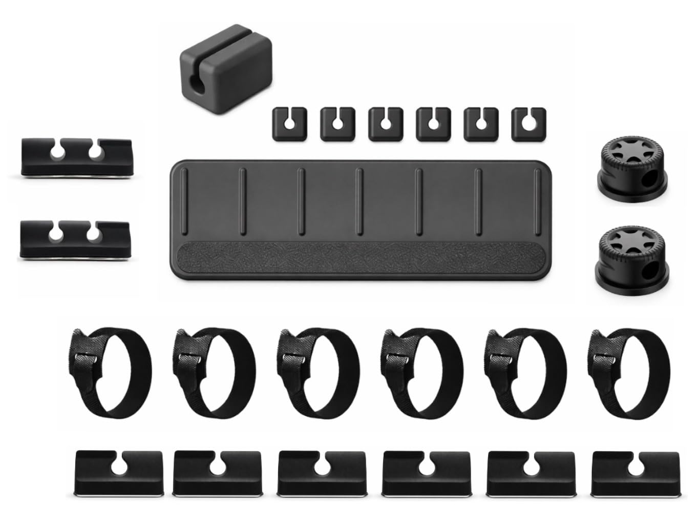 Magnetic Cable Organizer Kit (17-Piece) – Desk Cable Management Set with Magnetic Base & Adhesive Clips – Holds 6 Cables – Reusable Cable Ties for Office, Home & Gaming Setup