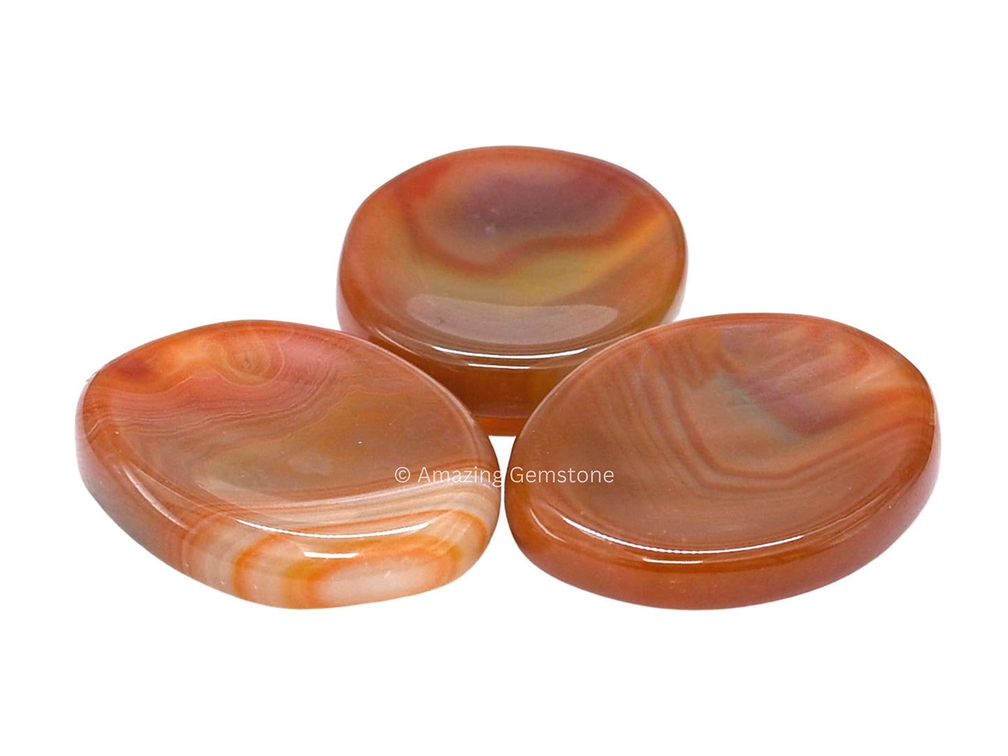 Amazing Gemstone Carnelian Onyx Worry Stone, Healing Crystals - Piedra Crystal Fidget for Gift, Meditation, Calming, Relaxation, Stress Relief