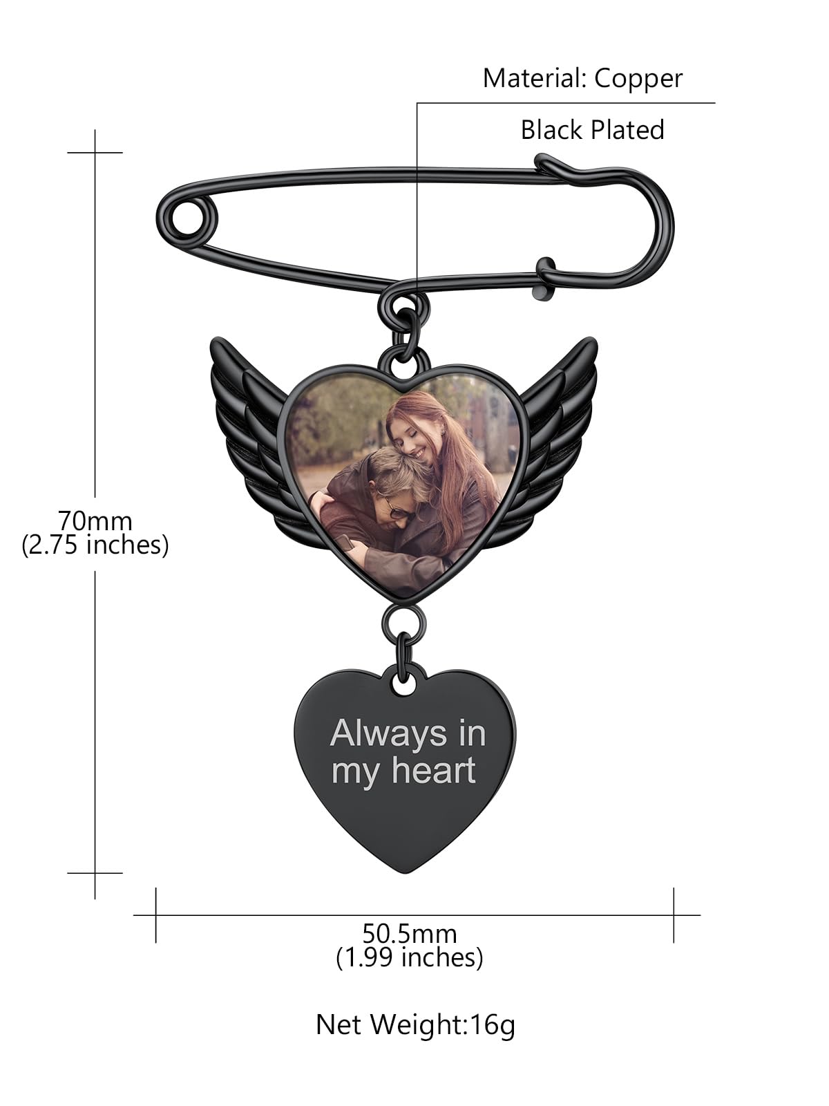 Custom4U Wedding Charms for Bouquet Custom Pictures Customized Photo Pins Heart Shaped Memory Charms Funeral Boutonniere