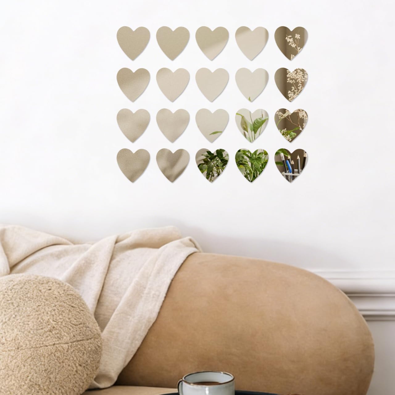 Healifty 20pcs Heart Shaped Mini Mirrors Glass Mosaic Tile Pieces for Home Decoration DIY Craft Projects Compact Mirror Making 2.12x1.96 in