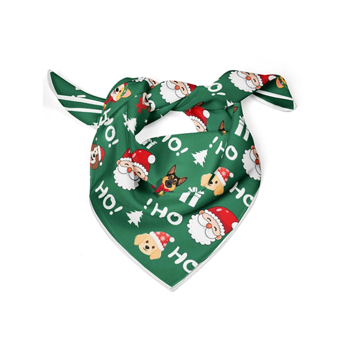 PAPIAMEN Christmas Dog Bandanas,Reflective Dog Bandana for Night Safety,Adjustable Santa Claus Dog Scarf Triangle Boy and Girl Pet Scarves for Medium Dogs,White,M