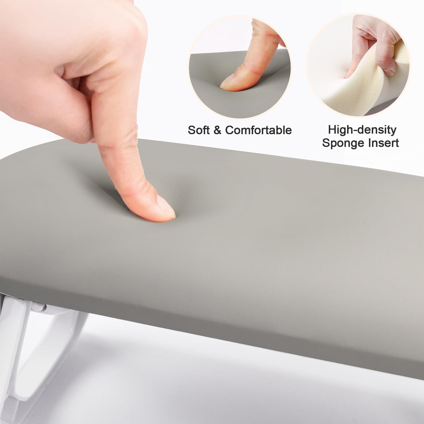Subay Arm Rest for Nails Tech, Foldable PU Leather Nail Hand Rest for Hand Holder, Nail Stand Pillow with Nail Art Desk Mat for Manicure, Nail Supplies Tech for Salon Home Use - Dark Grey