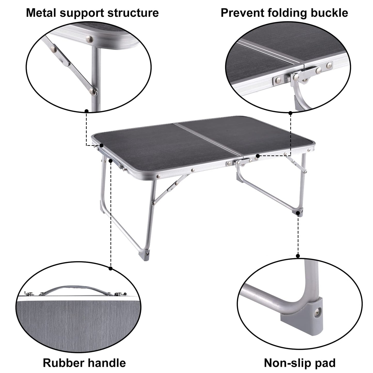 Foldable Laptop and Bed Table with Storage, Portable Mini Lap Desk for Legs, Ideal for Study, Reading, Picnic, Breakfast,and More