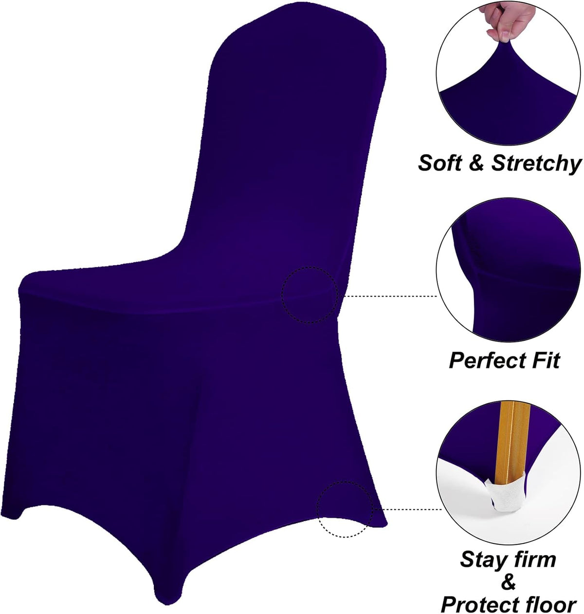 SUPERO Waterproof Spandex Chair Cover 12PCS, Stretch Dining Chair Covers, Polyester Outdoor Chair Covers, Protector Stretch Chair Cover for Party Universal, Banquet, Wedding Event, Hotel(Purple)