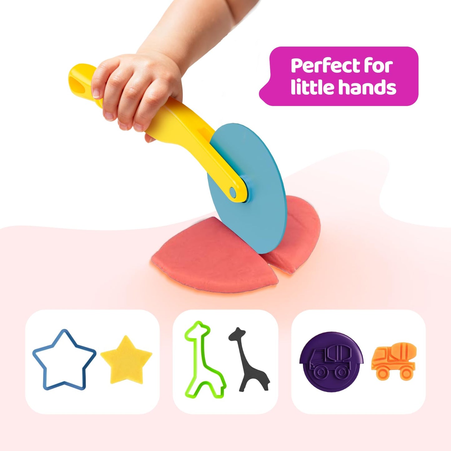 Dough Tools for Kids, 46Pcs Dough Toys Sets Playdough Accessories Include Play Food Molds - Cupcakes, Ice Cream, Noodle, Play Bulk Pack with Roller, Cutters, Scissor, DoughMat and Storage Bag Gifts