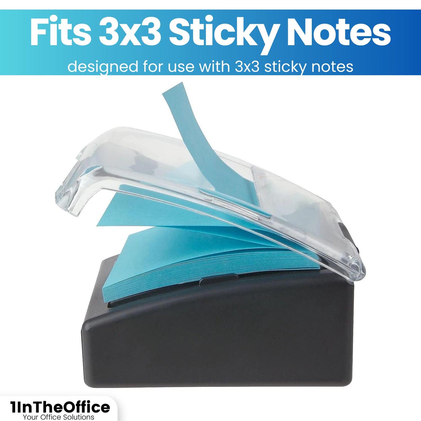 1InTheOffice Pop-Up Note Dispenser, Sticky Note Dispenser, Self-Stick Note Pad Holders, 3x3, Black, 1 Pack