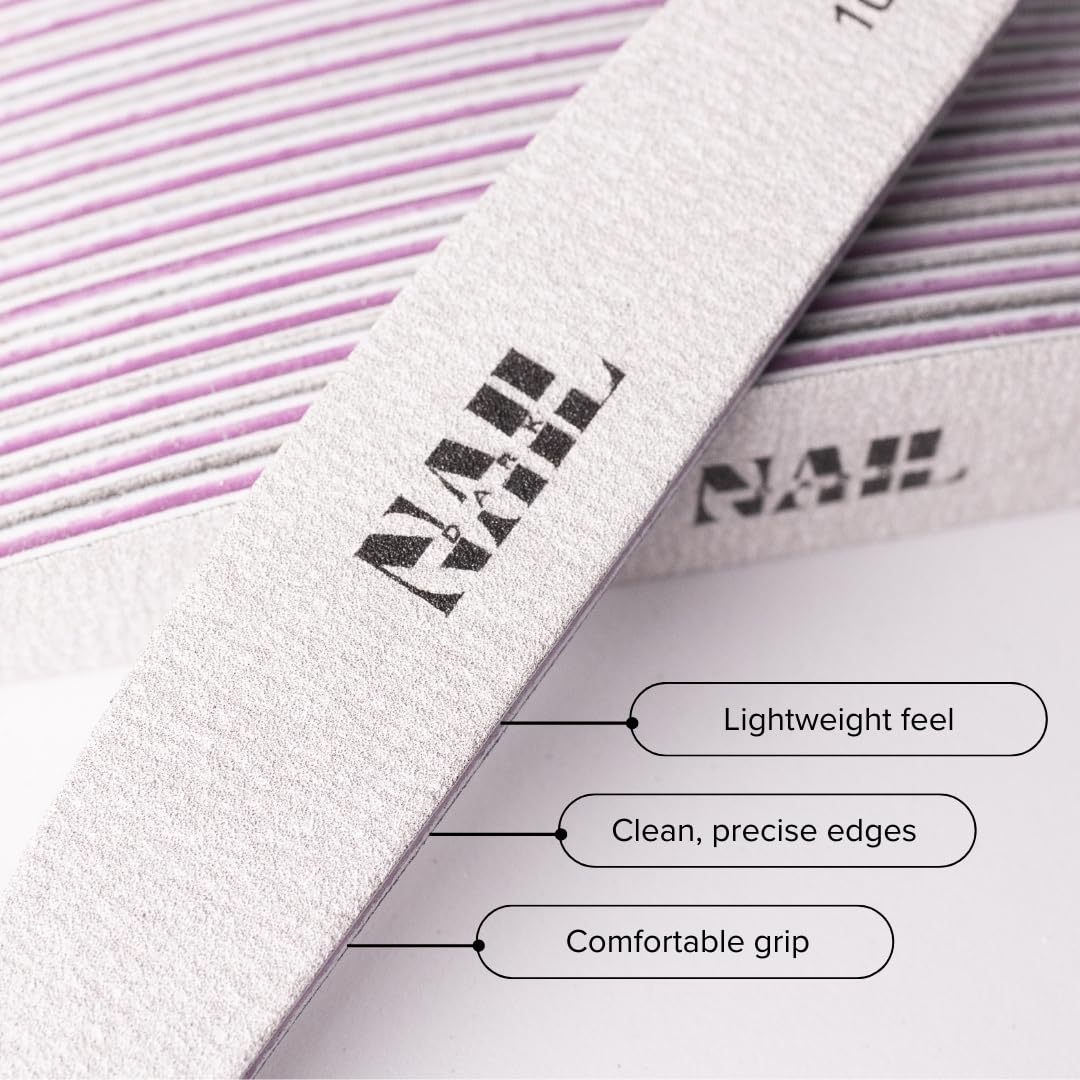 Nail Dark Professional Nail Files 100/180 Grit (Pack of 25) | Ultra-Thin Dual Sided Emery Boards for Manicure & Pedicure | Strong, Flexible Salon Grade Nail Shaping Tools (Pack of 25)