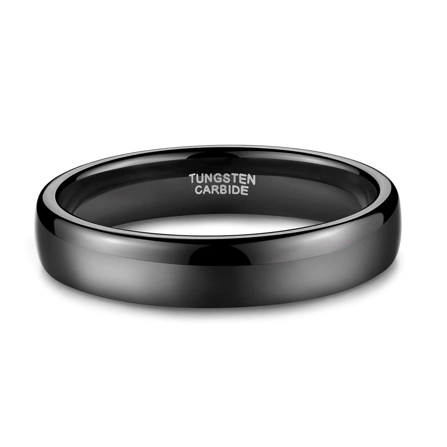 TRUMIUM 4mm Mens Womens Wedding Band Tungsten Carbide Black Rings High Polished Beveled Edges Comfort Fit Size 4