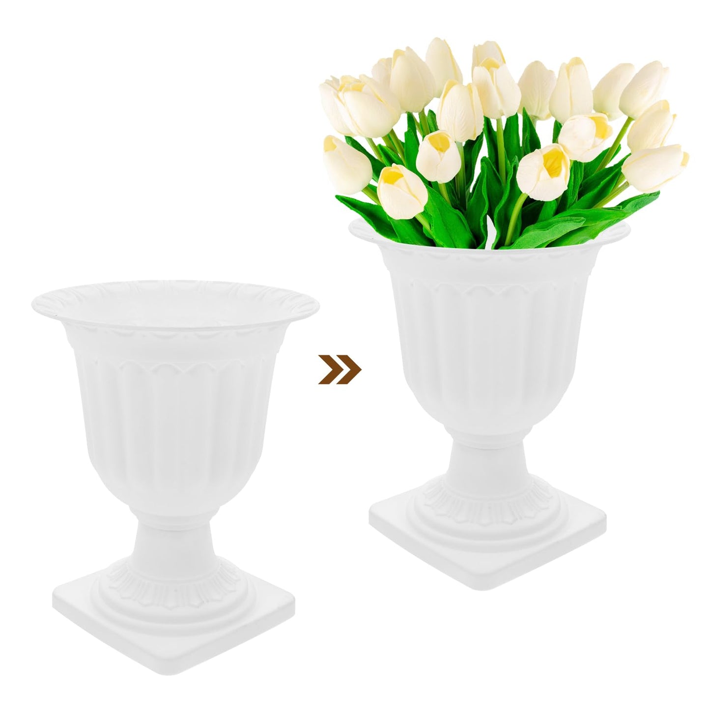 GANAZONO Roman Style Plastic Flower Pots 2-Pack 11.02X5.51X6.69In Compact Succulent Planters for Indoor Outdoor Garden Porch Decoration