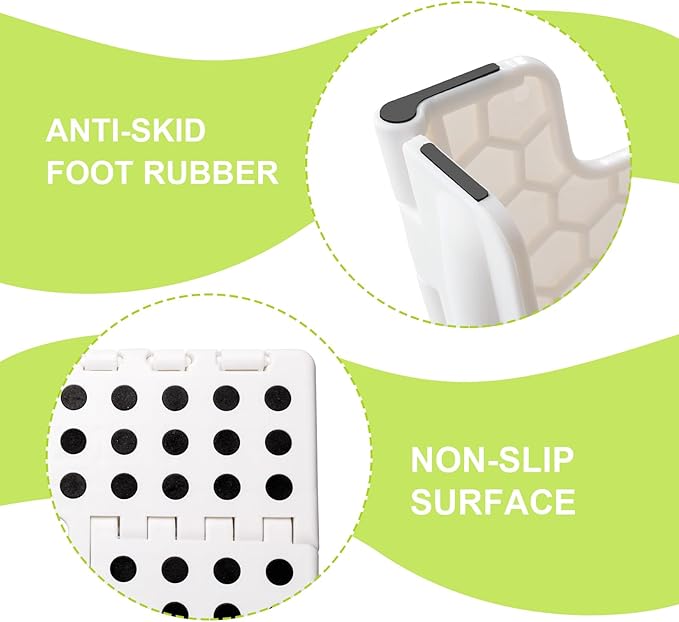 Delxo Folding Step Stool for Kids and Adults,15-Inch Extra Wide 9 Inch Height Heavy Duty Stepping Stool More Safe and Comfortable Non Slip Foldable Step Stool White