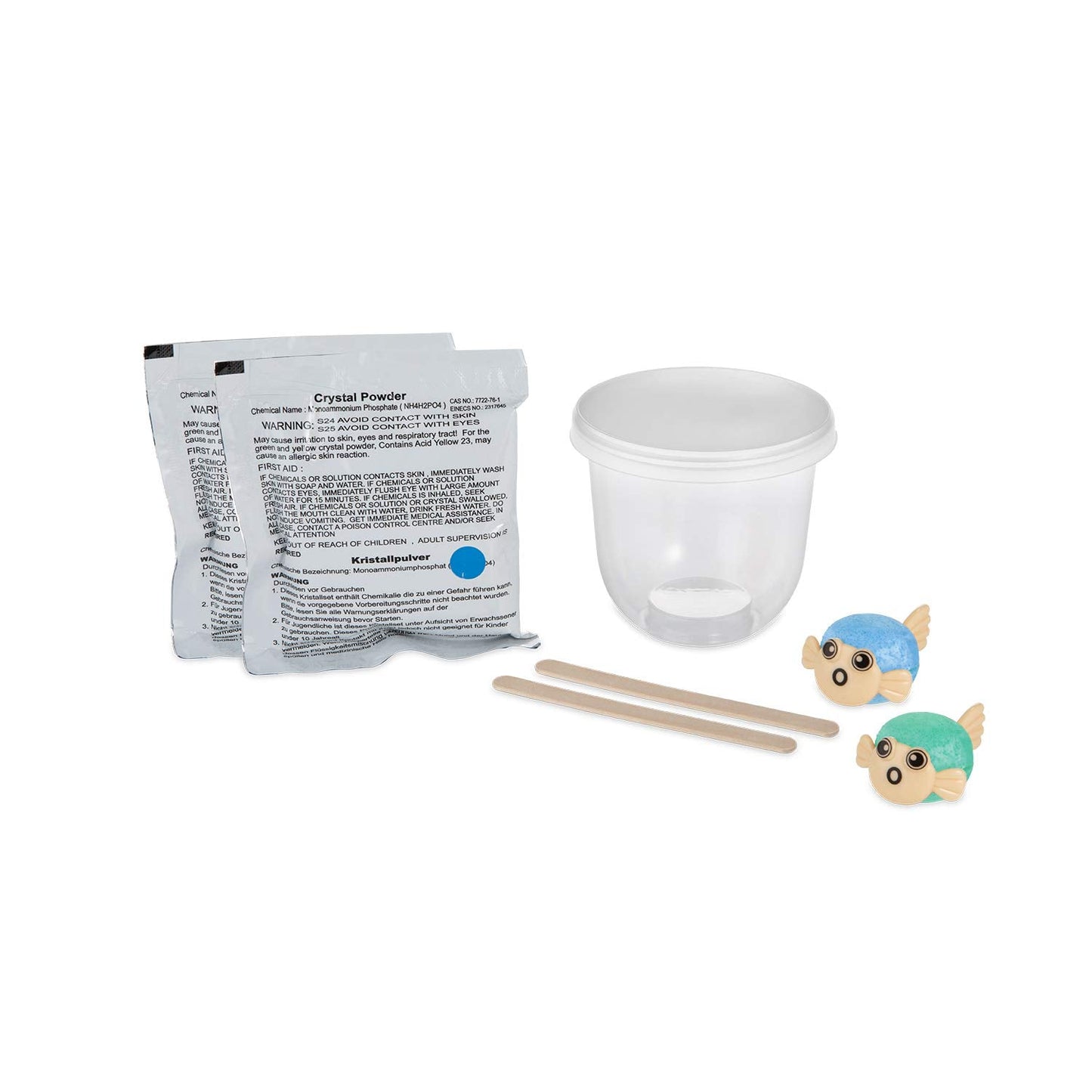 MindWare Crystal Growing Kits: Puffer Fish Set of 2 – Cute DIY Crystal Growing Kits for Kids & Teens – Funky mini Science Experiment in an 8pc kit – Crystals Grow in 24 Hours