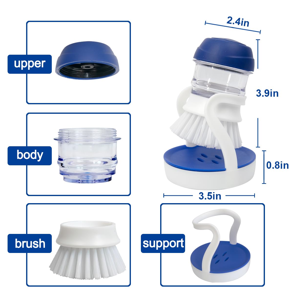 CELOX Soap Dispensing Dish Brush with Holder, Dish Scrub Brush with Holder