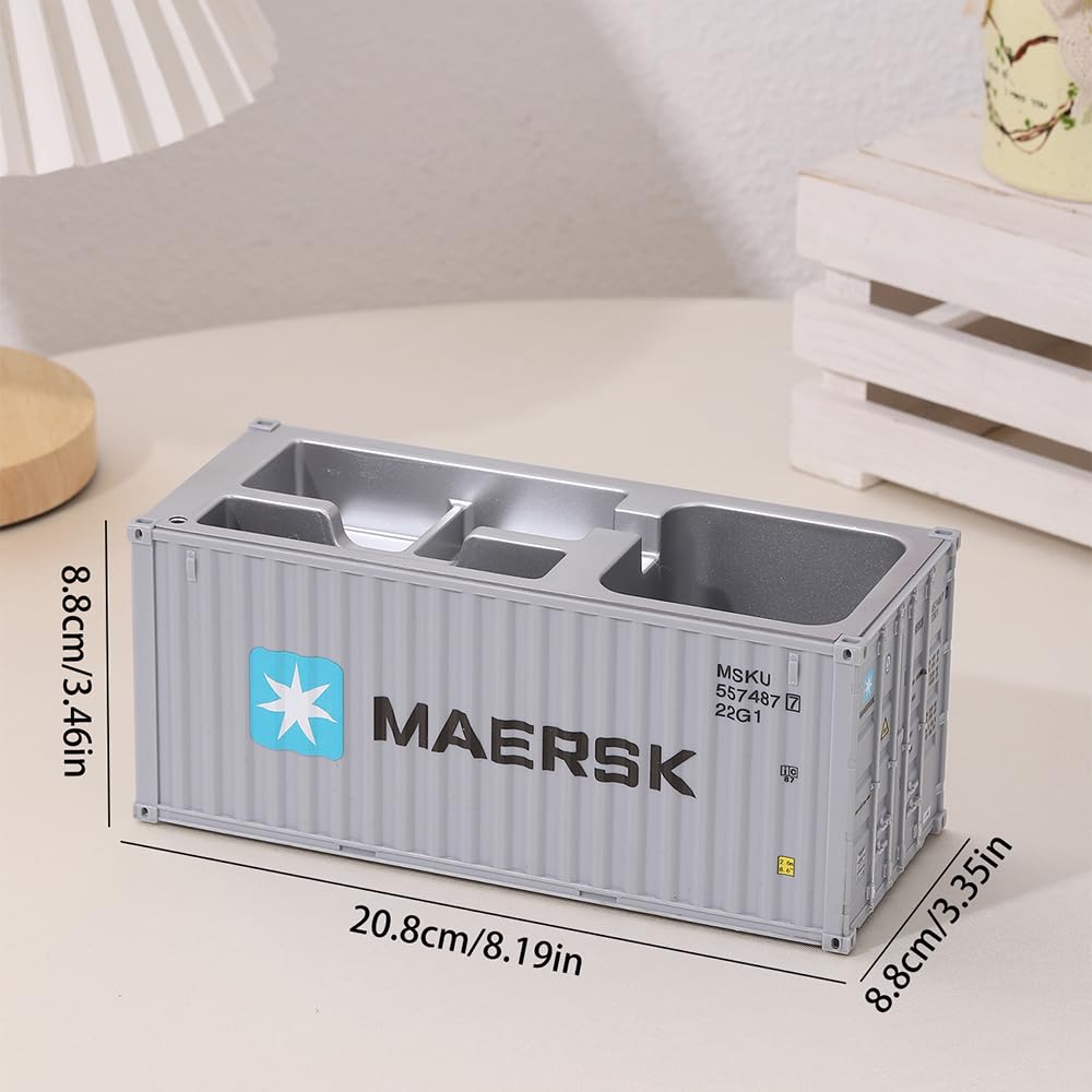 Desk Organizer Office Supplies Multi-function Shipping Container Storage Box Pen/Pencil,Business Name Cards Remote Control Holder Gray, Pen and Pencil Shipping Container Style Holders (Grey)