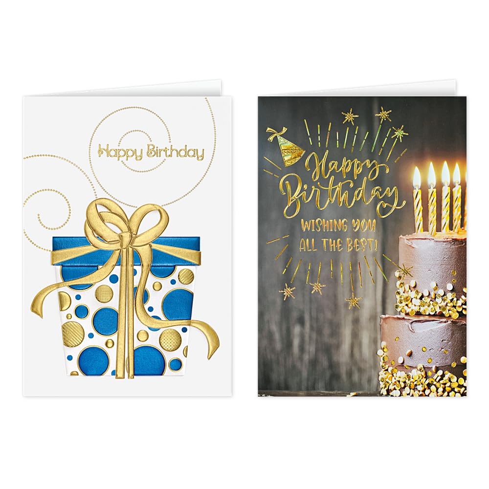 The Gallery Collection - Birthday Cards Assortment Box (35 Cards), Foil & Embossing (Birthday Formal)