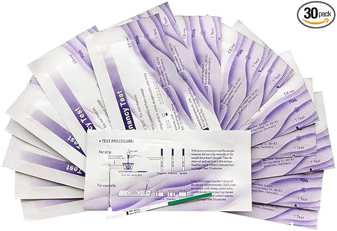 HCG Pregnancy Test Strips (Individually-Sealed, Pack of 30)