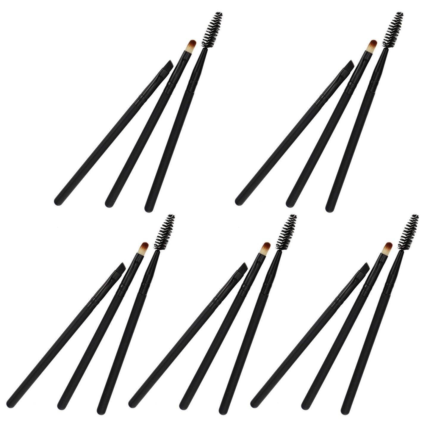 KAJNBN 15pcs Makeup Brush Set with Eyebrow Angled Brush Eyelash Spoolie for Women Black Cosmetic Tools Kit for Daily Beauty Application and Household Use